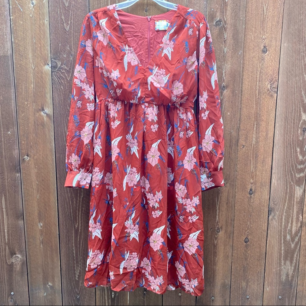 Eri + Ali dress from Anthro, orange floral, size 4